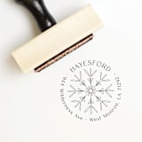 "Simple Snowflake Return Address Stamp | Wood Handle Stamp" - Address Stamps in multicolorassorted-colors by Sara Luke