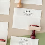 "Custom Wedding Monogram Return Address Stamp | Wooden Rubber Stamp" - Address Stamps in multicolorassorted-colors by Alyssa Cook
