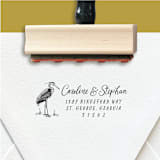 "Custom Return Address Stamp | Blue Heron Design | Beach Theme | Destination Wedding" - Address Stamps in black by The Homebody Society