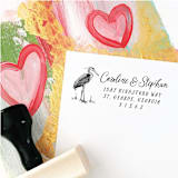 "Custom Return Address Stamp | Blue Heron Design | Beach Theme | Destination Wedding" - Address Stamps in black by The Homebody Society