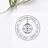 "Ornament Christmas Return Address Stamp, Round Self Inking" - Address Stamps in black by Port of Reverie