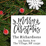 "Custom Merry Christmas Address Stamp | Self-Inking | Black Ink" - Address Stamps in black by Casey Harp