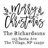 "Custom Merry Christmas Address Stamp | Self-Inking | Black Ink" - Address Stamps in black by Casey Harp