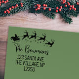 "Custom Santa's Sleigh Address Stamp | Self-Inking | Black Ink" - Address Stamps in black by Casey Harp