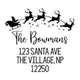 "Custom Santa's Sleigh Address Stamp | Self-Inking | Black Ink" - Address Stamps in black by Casey Harp