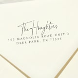 "Calligraphy Address Stamp | Self Inking Return Address Stamp" - Address Stamps in black by Samantha Malvey