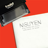 "Personalized Art Deco Self-Inking Return Address Stamp" - Address Stamps in black by The Homebody Society