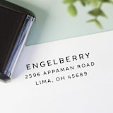 "Modern Minimalistic Custom Address Stamp in Al Caps| Self Inking" - Address Stamps in black by Sara Luke