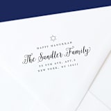 "Happy Hanukkah Self-Inking Address Stamp" - Address Stamps in black by The Homebody Society