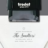"Happy Hanukkah Self-Inking Address Stamp" - Address Stamps in black by The Homebody Society
