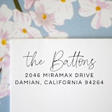 "Fun script Custom Address Stamp | Self Inking" - Address Stamps in black by Sara Luke
