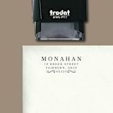 "Custom Return Address Stamp | Scroll Design | Bold and Beautiful | Self-Inking" - Address Stamps in black by The Homebody Society