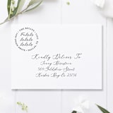 "Fa La La Holiday Return Address Stamp, Round Self Inking" - Address Stamps in black by Port of Reverie