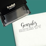 "Personalized Modern Script Self-Inking Return Address Stamp" - Address Stamps in black by The Homebody Society