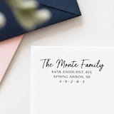 "Brushed Family Stamp - Modern Script Address Stamp | Wood Handle Stamp" - Address Stamps in multicolorassorted-colors by Sara Luke