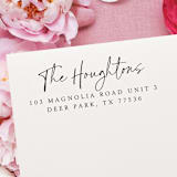 "Calligraphy Address Stamp | Self Inking Return Address Stamp" - Address Stamps in black by Samantha Malvey