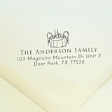 "Dinner Party Address Stamp | Self Inking Return Address Stamp" - Address Stamps in black by Samantha Malvey