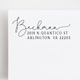 "Script Return Address Stamp | Wood Handle Stamp" - Address Stamps in multicolor by Sara Luke