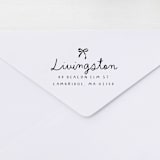 "Petite Bow Stamp - Handwritten Address Stamp | Self-inking Stamp" - Address Stamps in multicolorassorted-colors by Sara Luke