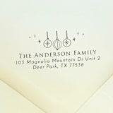"Christmas Ornaments Address Stamp | Self Inking Return Address Stamp" - Address Stamps in black by Samantha Malvey