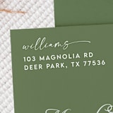 "White Ink Script Family Address Stamp Left-Aligned | Wooden Stamp Set" - Address Stamps in white by Samantha Malvey
