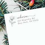 "Lily Holiday Address Stamp | Self Inking Return Address Stamp" - Address Stamps in black by Samantha Malvey