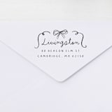 "Bow and Flourish Stamp - Whimsical Script Address Stamp | Self-inking Stamp" - Address Stamps in multicolorassorted-colors by Sara Luke