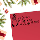 "Custom Holiday Gnome Address Stamp | Self-Inking | Black Ink" - Address Stamps in black by Casey Harp
