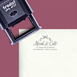 "Custom Return Address Stamp | Victorian Bow Design | Self-Inking" - Address Stamps in black by The Homebody Society