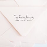 "Custom Script Address Stamp | Self-Inking | Black Ink" - Address Stamps in black by Casey Harp