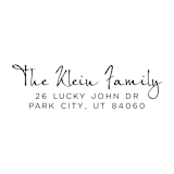 "Custom Script Address Stamp | Self-Inking | Black Ink" - Address Stamps in black by Casey Harp