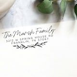 "Custom Floral Address Stamp | Self-Inking | Black Ink" - Address Stamps in multicolor by Casey Harp