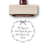 "Custom Whimsical Bow Address Stamp | Personalized Rubber Stamp" - Address Stamps in multicolor by Alyssa Cook