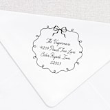 "Custom Whimsical Bow Address Stamp | Personalized Rubber Stamp" - Address Stamps in multicolor by Alyssa Cook