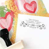 "Custom Return Address Stamp | Decorative Scroll Design" - Address Stamps in black by The Homebody Society