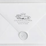 "Swan Return Address Stamp - Romantic Wedding Invitation | Wood Handle Stamp" - Address Stamps in multicolorassorted-colors by Sara Luke