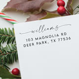 "Family Name Address Stamp | Self Inking Return Address Stamp" - Address Stamps in black by Samantha Malvey