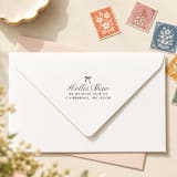 "Bow Calligraphy Stamp - Formal Script Address Stamp | Wood Handle Stamp" - Address Stamps in multicolorassorted-colors by Sara Luke