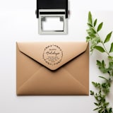 "Happy Holidays Return Address Stamp, Round Self Inking" - Address Stamps in black by Port of Reverie