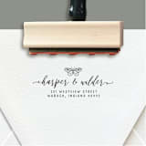 "Custom Return Address Stamp | Moth With Romantic Script Design" - Address Stamps in black by The Homebody Society