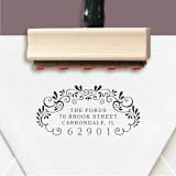 "Custom Return Address Stamp | Romantic Victorian Filigree Design" - Address Stamps in black by The Homebody Society