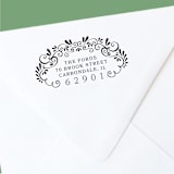 "Custom Return Address Stamp | Romantic Victorian Filigree Design" - Address Stamps in black by The Homebody Society