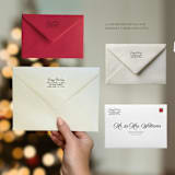 "Happy Holidays Address Stamp Handwritten | Self-Inking Address Stamp" - Address Stamps in black by Samantha Malvey