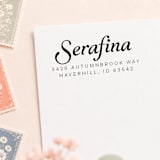 "Calligraphy Return Address Stamp, Classic Stamp with Wood Handle
Calligraphy Return Address Stamp, Self-Inking Elegant Script Custom Stamp" - Address Stamps in multicolorassorted-colors by Sara Luke