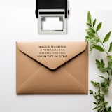 "Two Names Return Address Stamp, Rectangle Self Inking" - Address Stamps in black by Port of Reverie