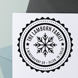 "Custom Snowflake Badge Return Address Stamp | Wood Handle Stamp" - Address Stamps in multicolorassorted-colors by Sara Luke