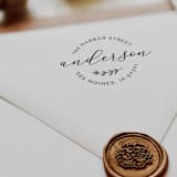 "Custom Return Address Stamp  |  Round Address Stamp" - Address Stamps in orange by Alyssa Cook