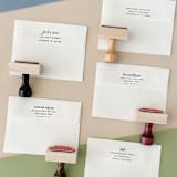 "Custom Return Address Stamp  |  Round Address Stamp" - Address Stamps in orange by Alyssa Cook