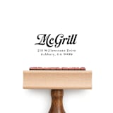 "Retro Script Stamp - Vintage Signature Address Stamp | Wood Handle Stamp" - Address Stamps in multicolorassorted-colors by Sara Luke