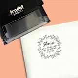 "Custom Self-Inking Return Address Stamp | Hand-Drawn Wreath" - Address Stamps in black by The Homebody Society